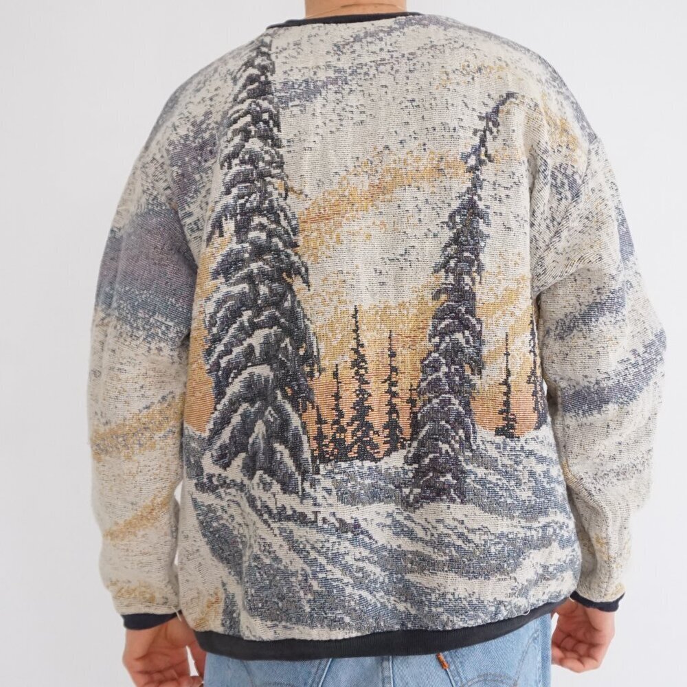 Vintage Sugar Street Weavers Rare Wolf Tapestry Sweater Pullover Adult XL - Picture 2 of 10